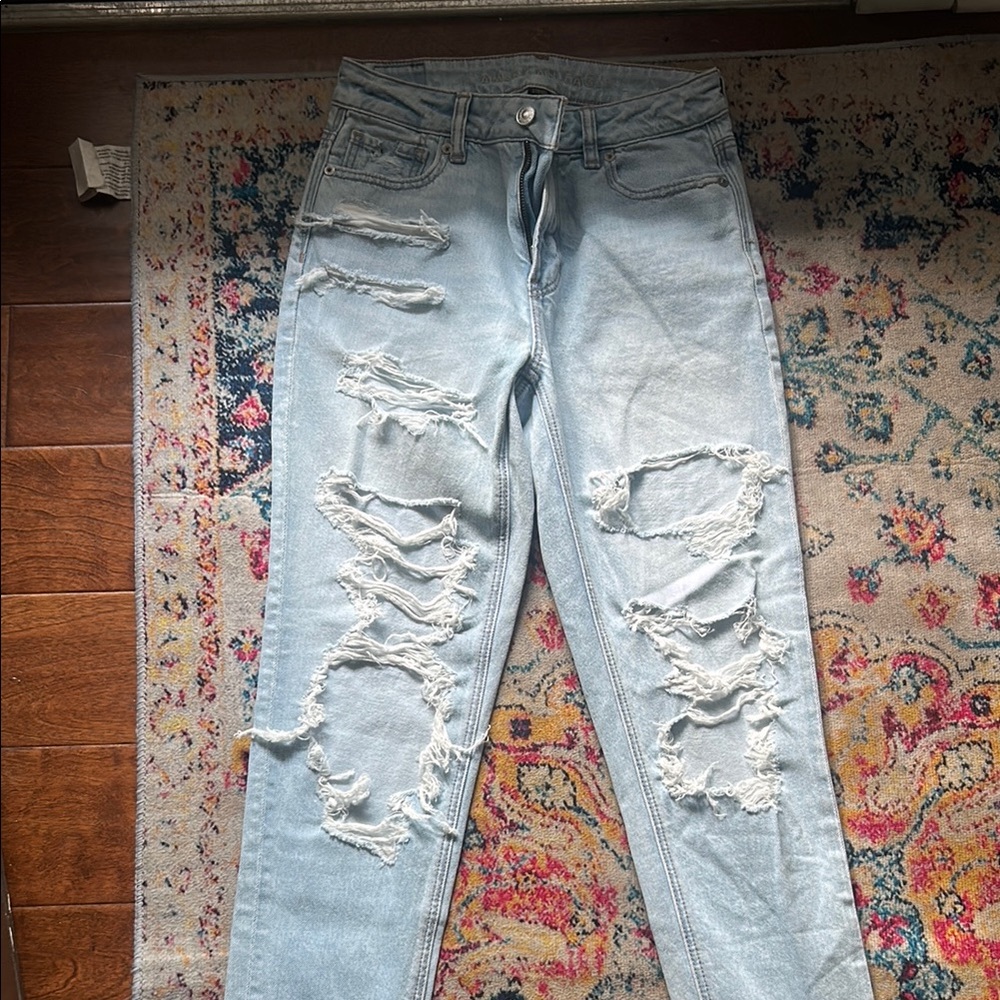 American Eagle Outfitters Blue Skinny Distressed Jeans